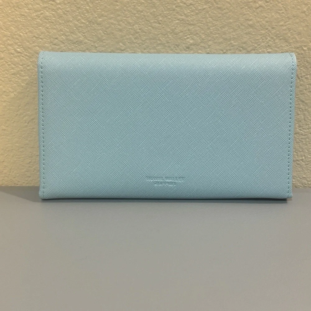 Zoppen Pastel Blue Trifold Travel Wallet RFID Organizer ID Card Holder Snap